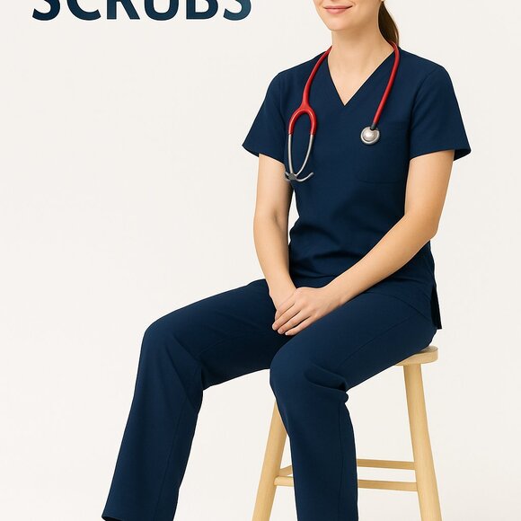 Brand New Medical Scrub Sets - Unisex V-Neck Top & Pants - White, Navy and Teal - Picture 6 of 7